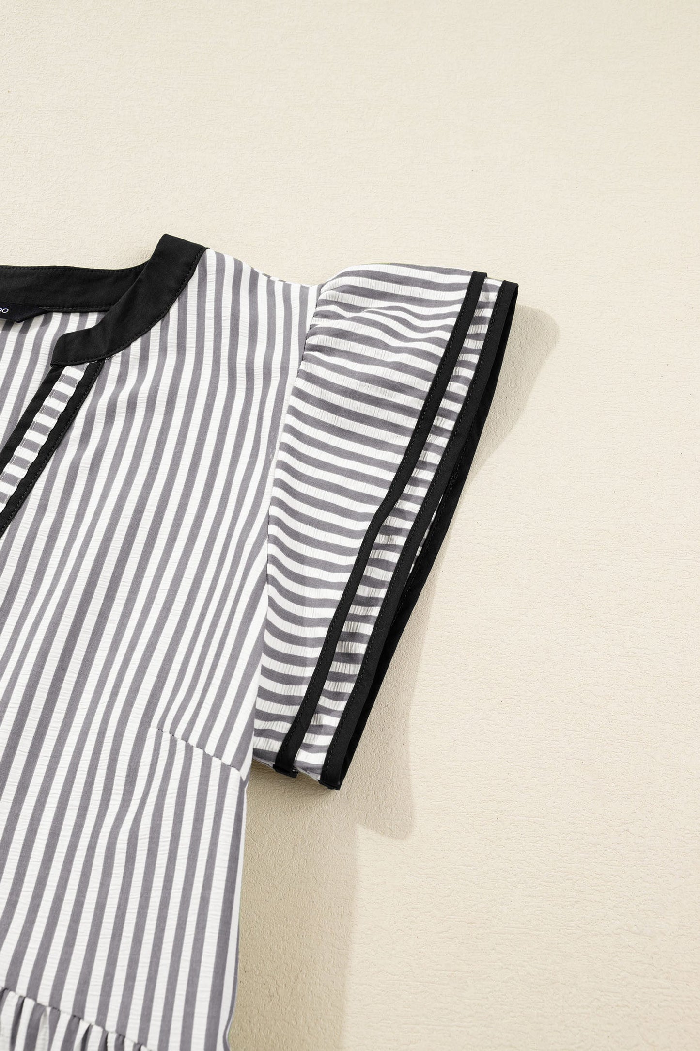 Stripe Contrast Flutter Sleeve Dress