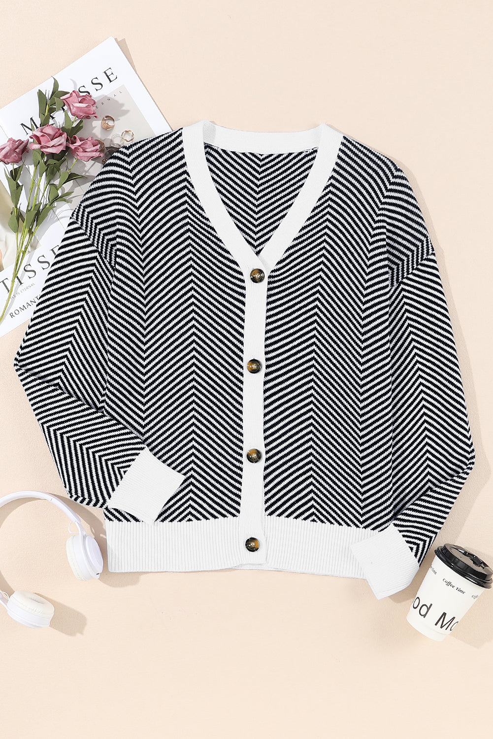 Striped Buttoned Cardigan LT