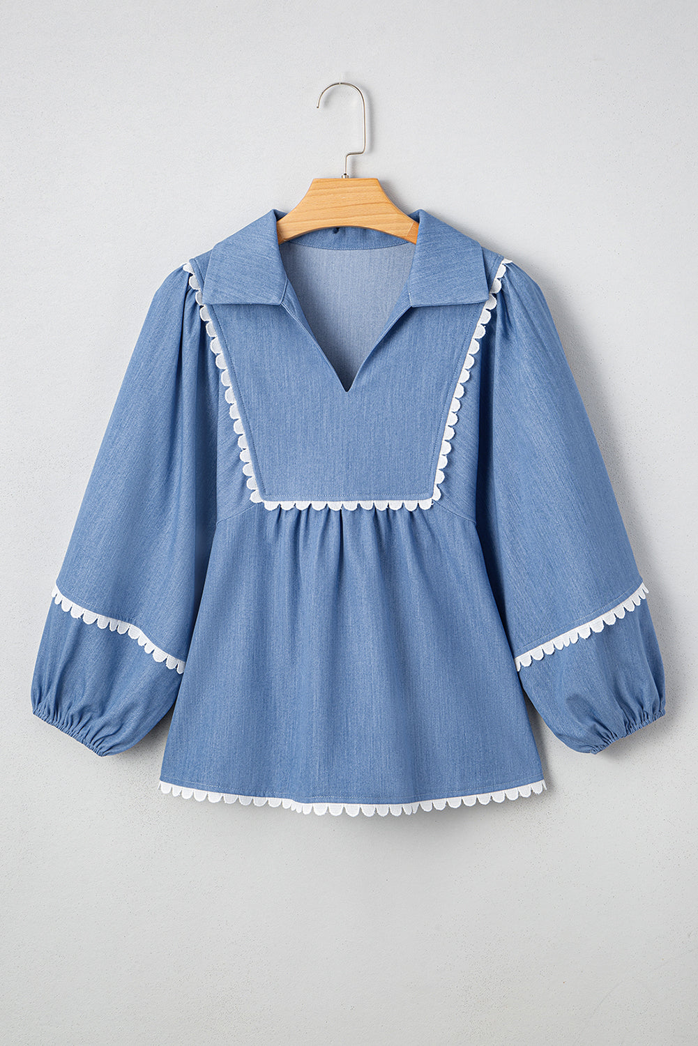 Blue Lace Babydoll Blouse LT