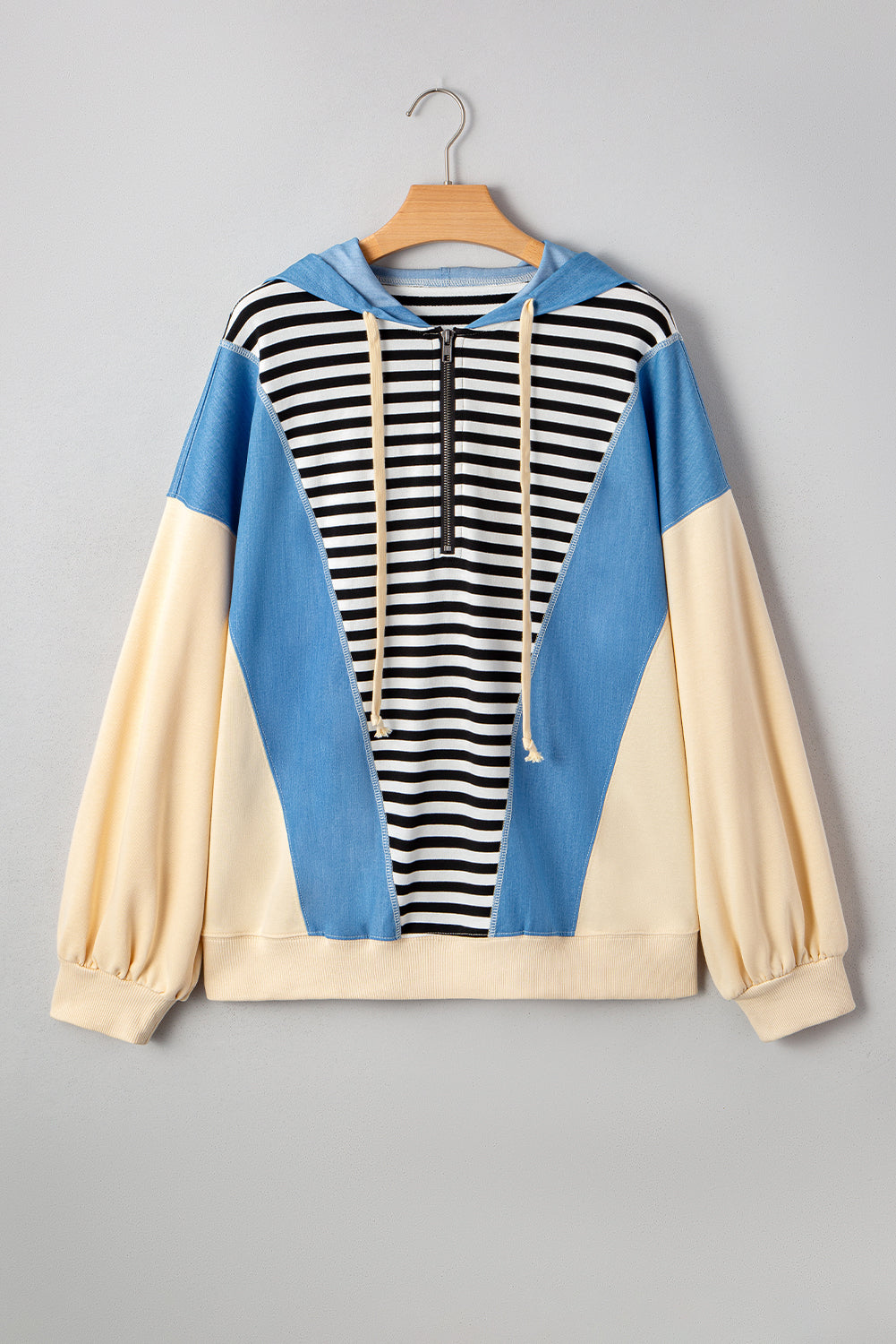 Stripe Denim Colorblock Hoodie LT