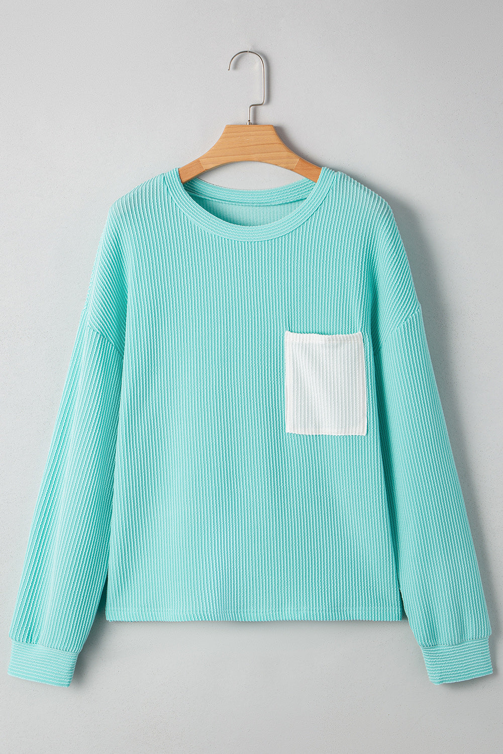 Blue Ribbed Patch Top LT