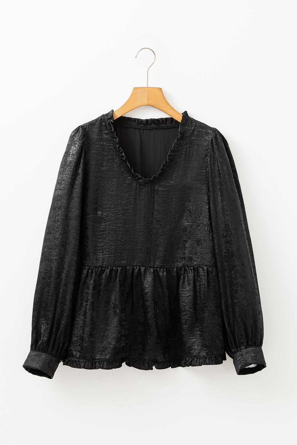 Black Metallic Babydoll Blouse LT