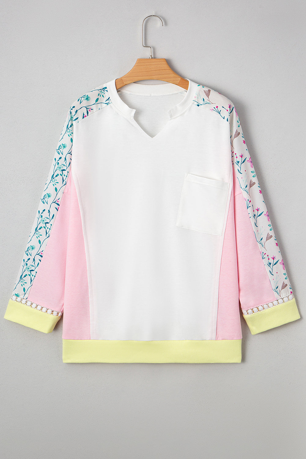 White Floral Patchwork Top LT