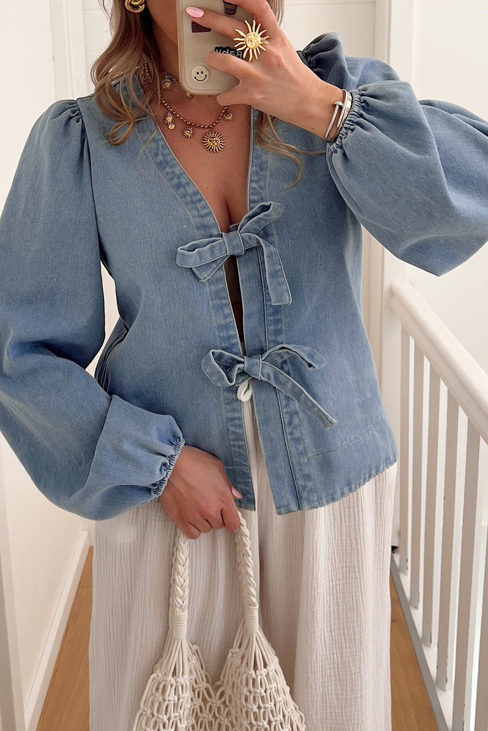 Tied Front Denim Top LT