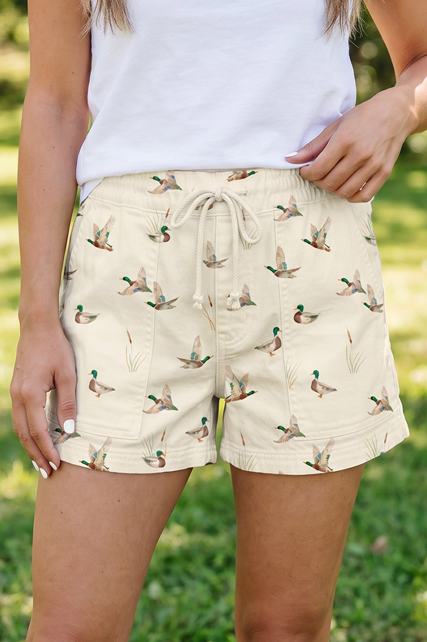 Beige Mallard Denim Shorties