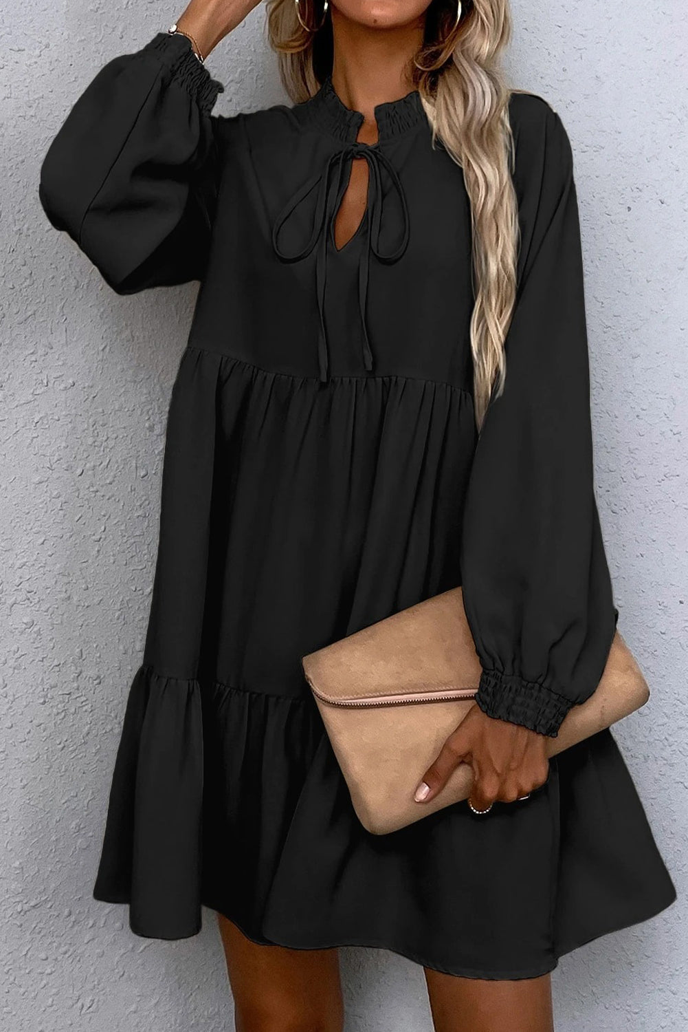 Black Tie Ruffle Dress