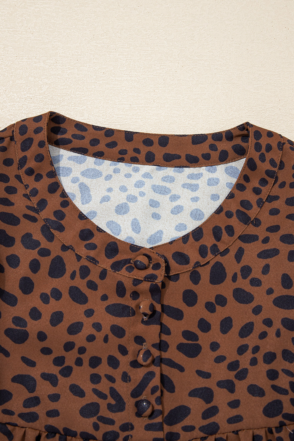 Brown Leopard Ruffle Sleeve Blouse LT