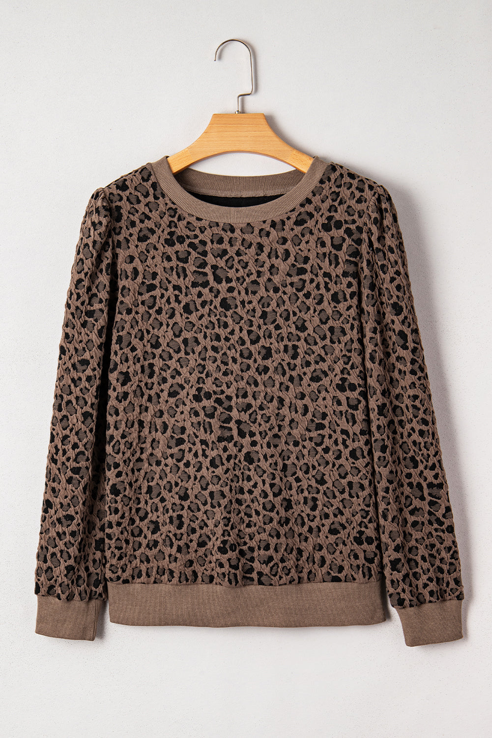 Brown Ribbed Leopard Top LT