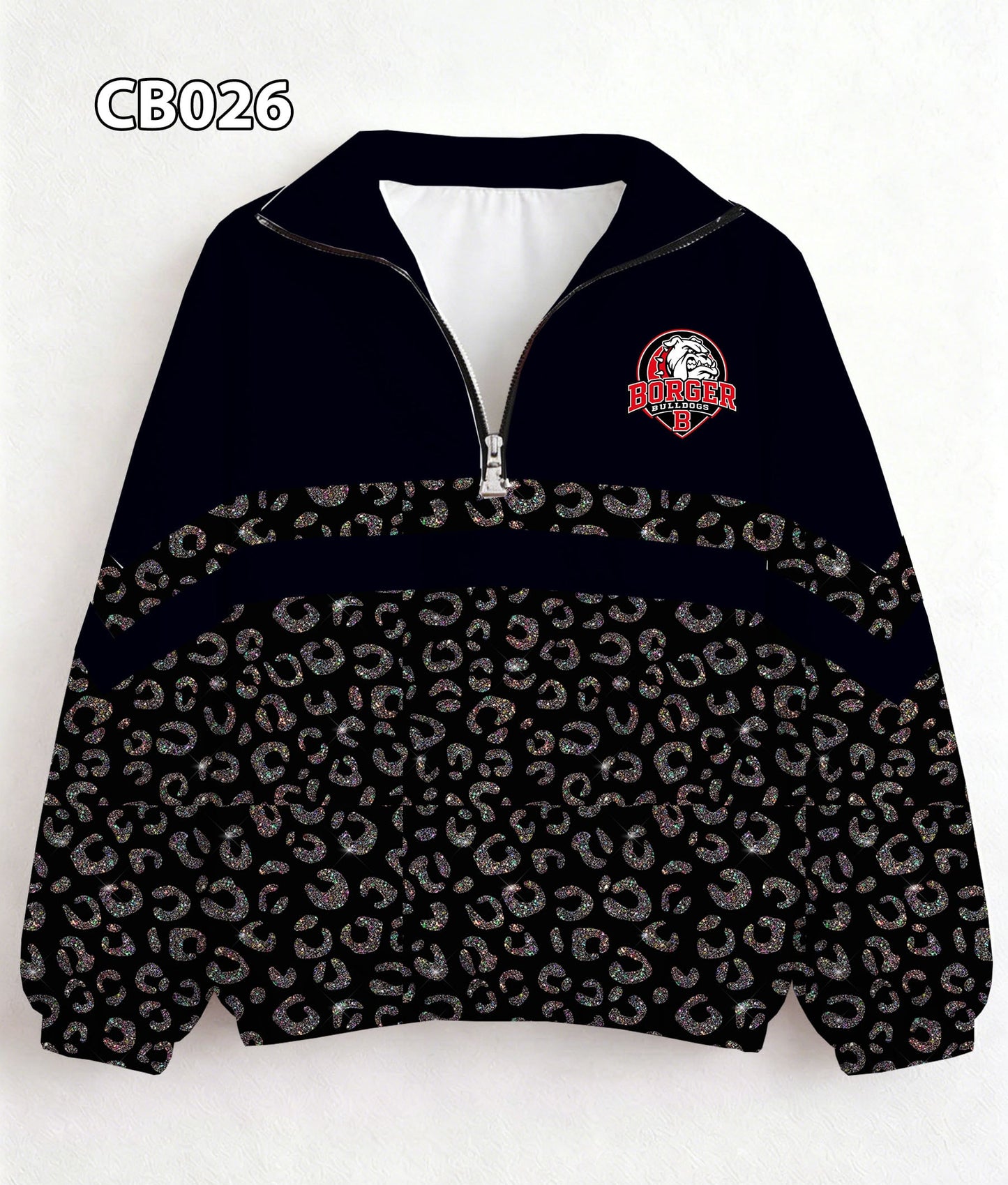 ADULT Black Leopard Bulldog Pullover