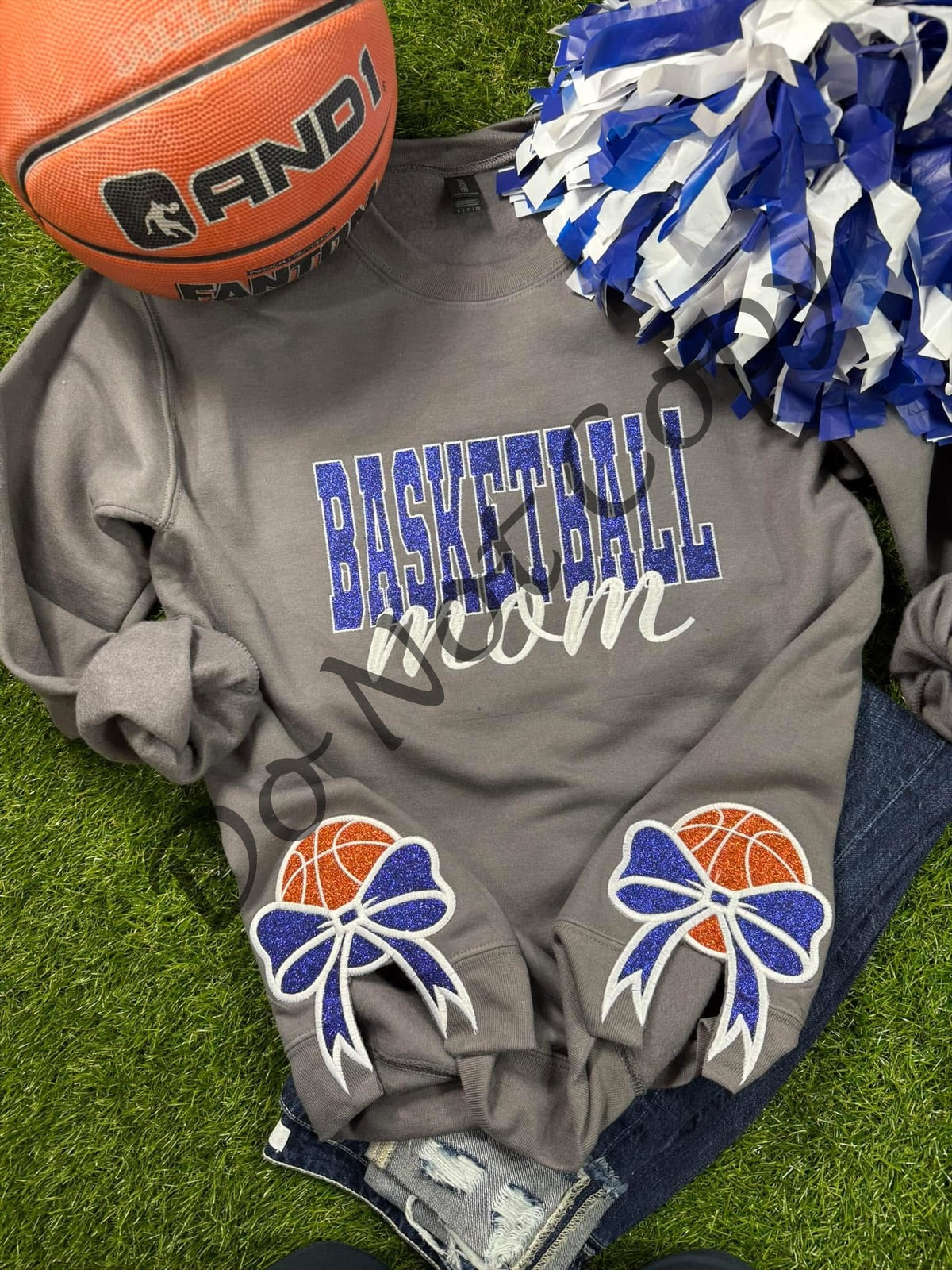 Custom Embroidered Sport Glitter Bow Sweatshirt LT