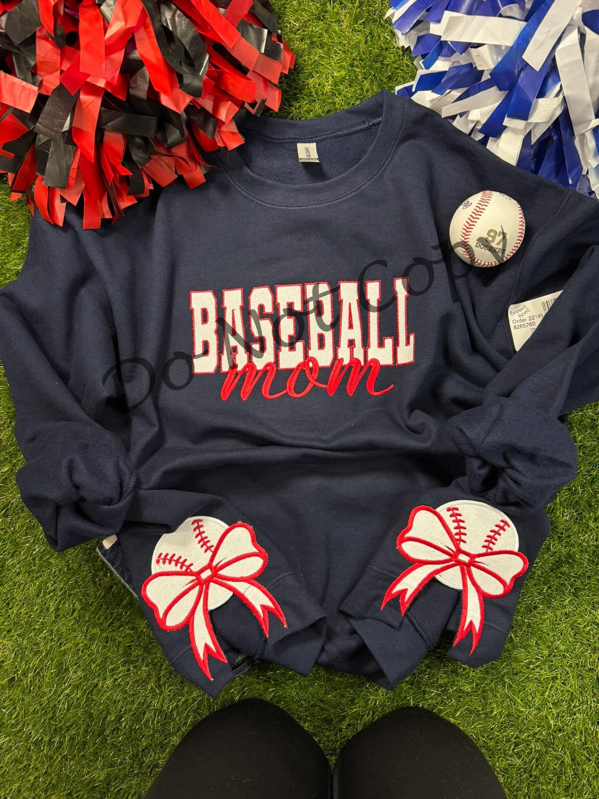 Custom Embroidered Sport Glitter Bow Sweatshirt LT