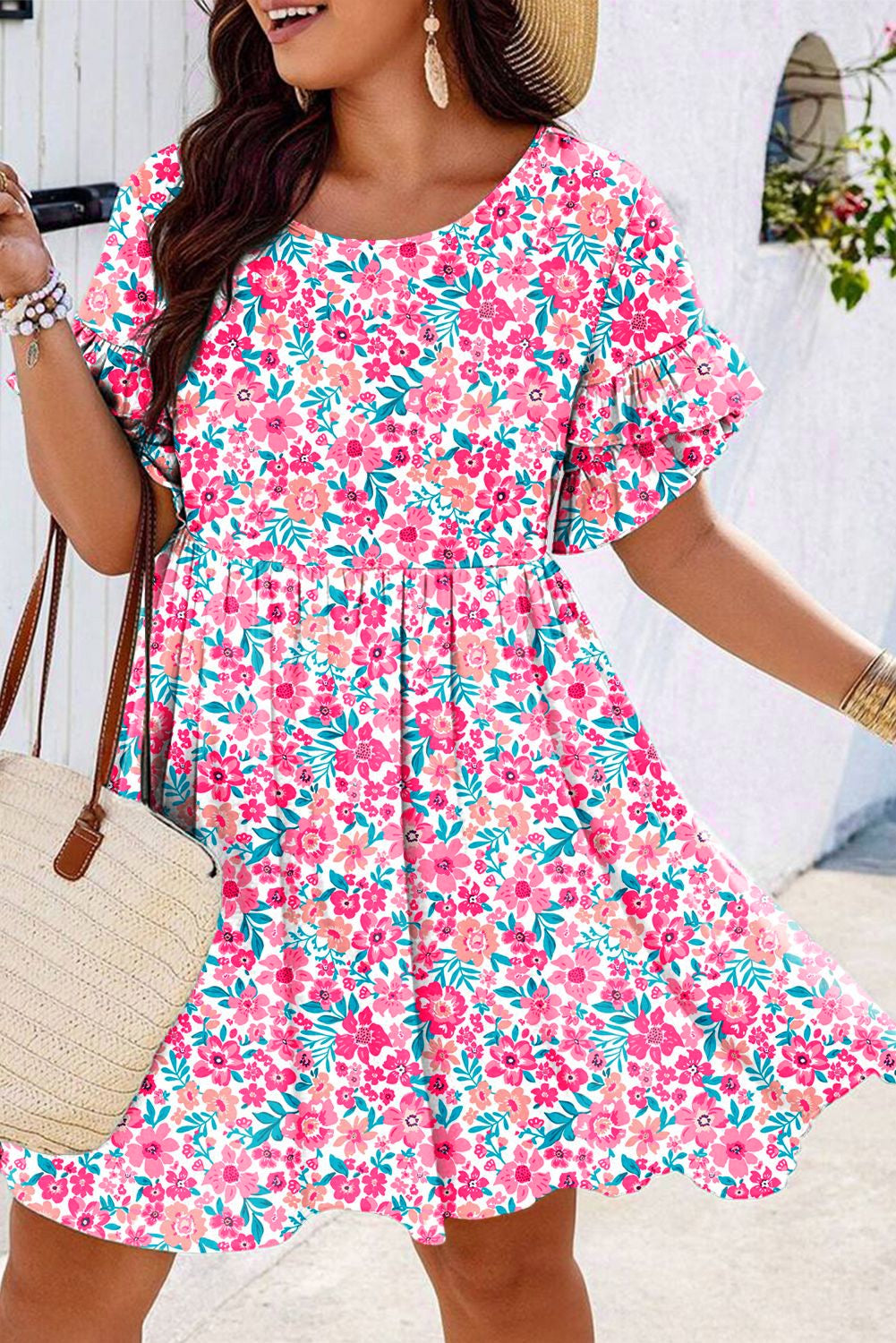 White Floral Plus Size Dress LT