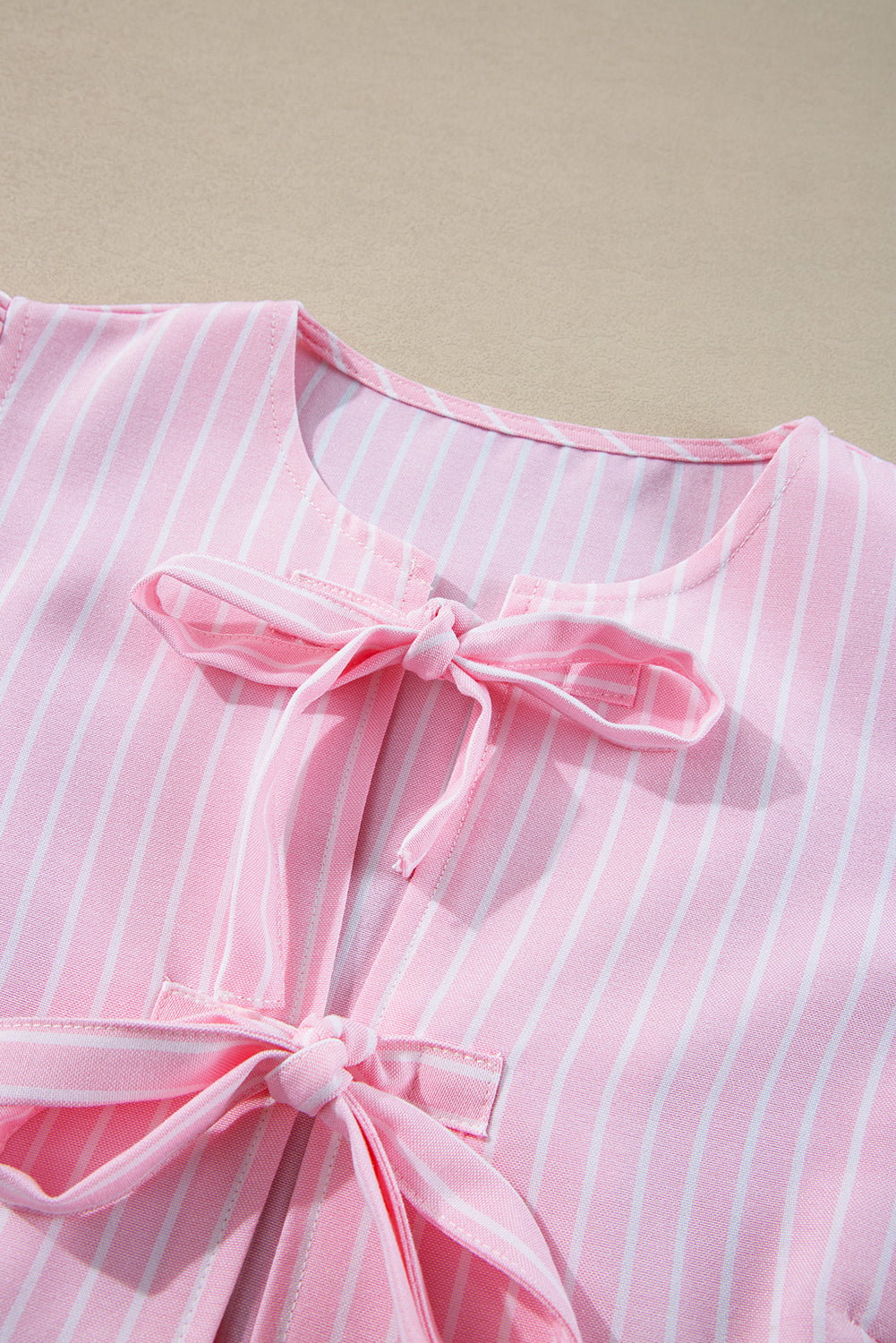 Pink Stripe Bowknot Blouse LT