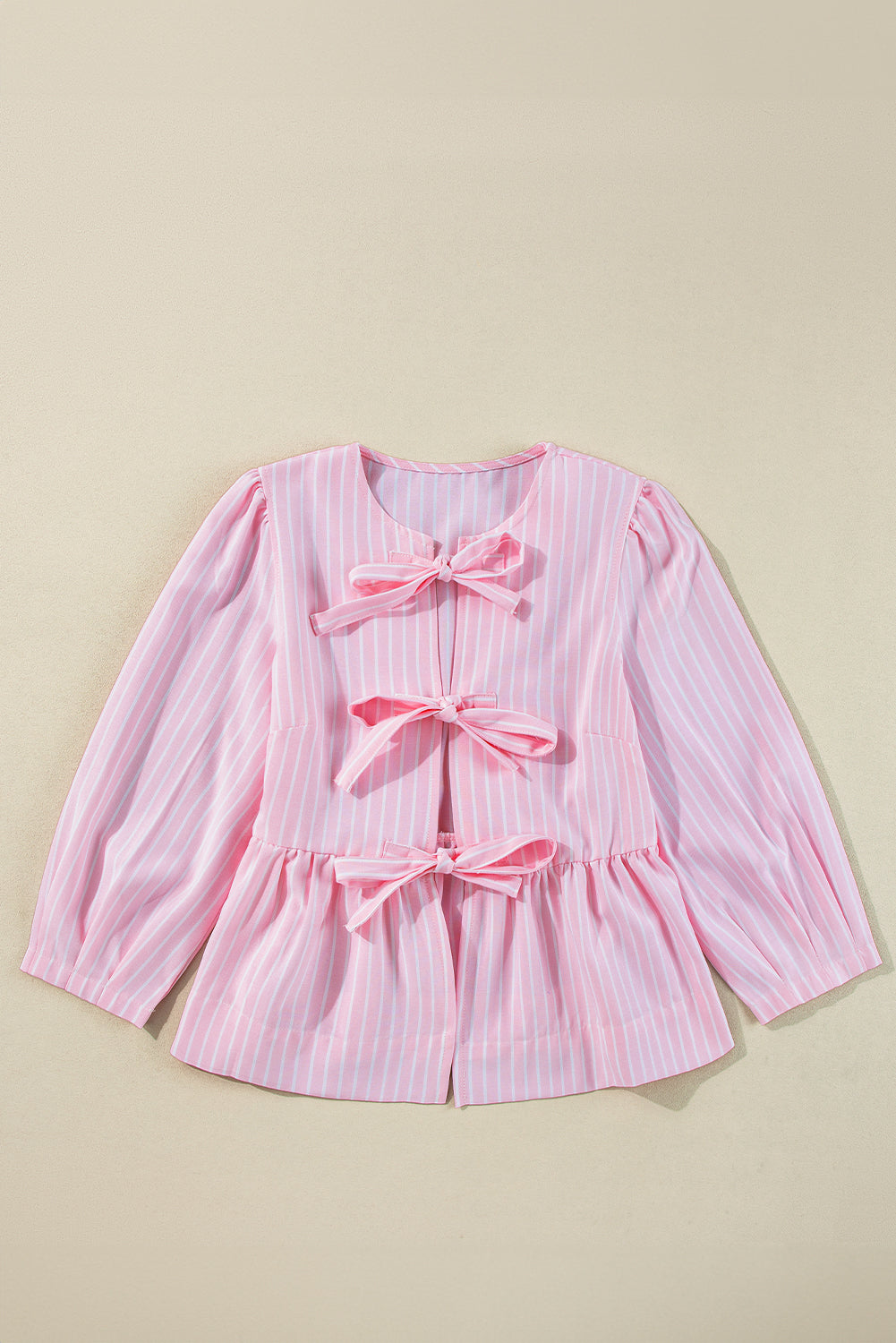 Pink Stripe Bowknot Blouse LT