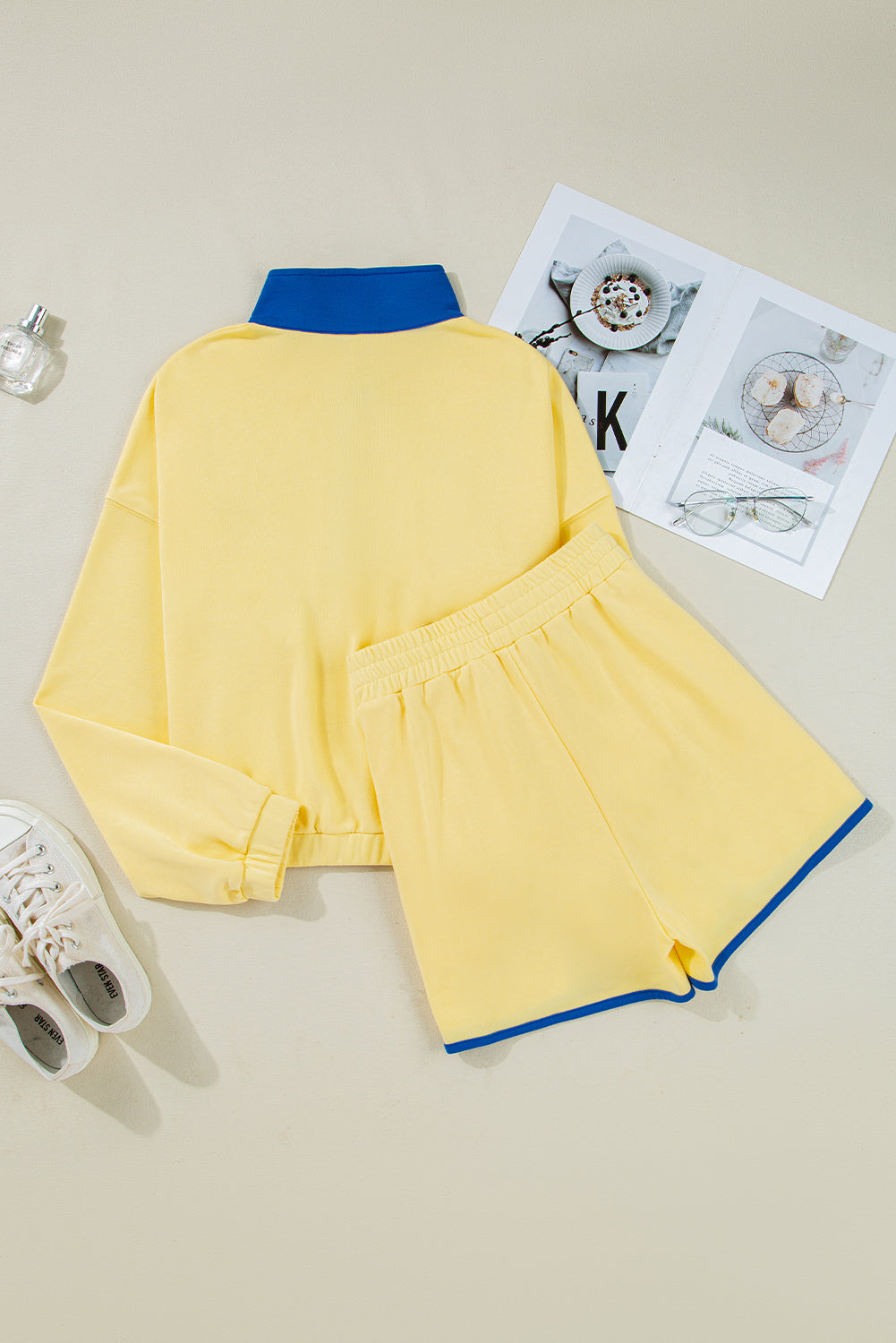 Yellow Colorblock Shorts Set August.
