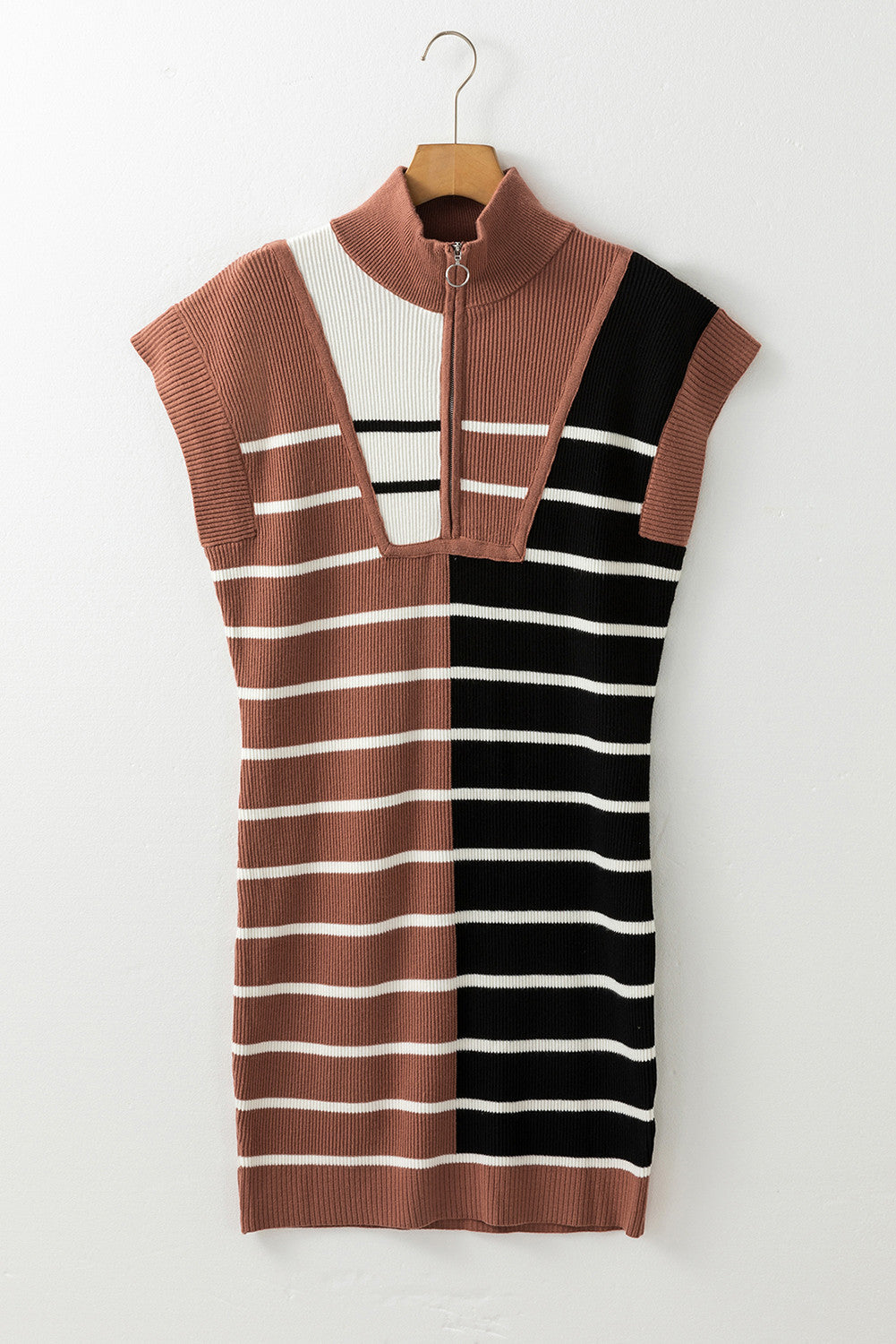 Colorblock Zip Collar Sweater Dress *multiple colors* RTS