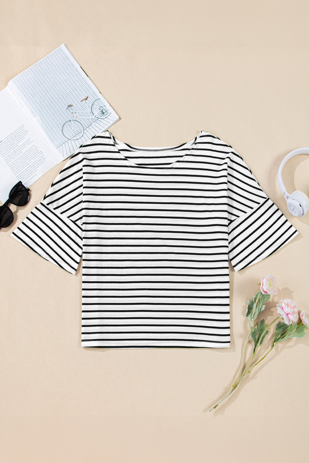 Black Stripe Loose Top LT