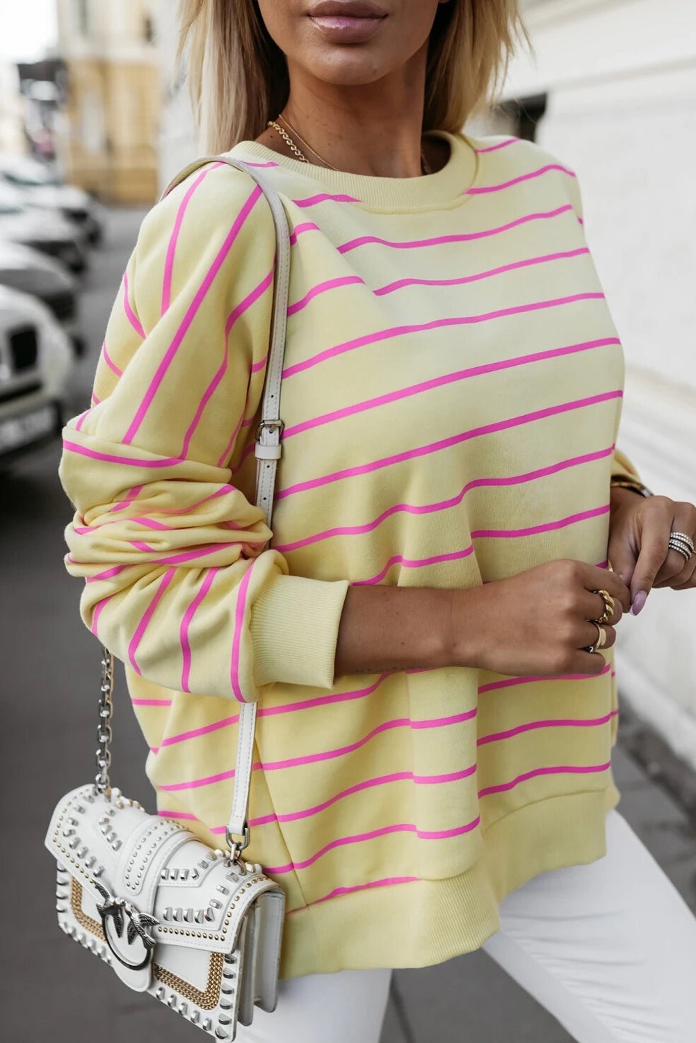 Yellow Stripe Overlap Pullover RTS