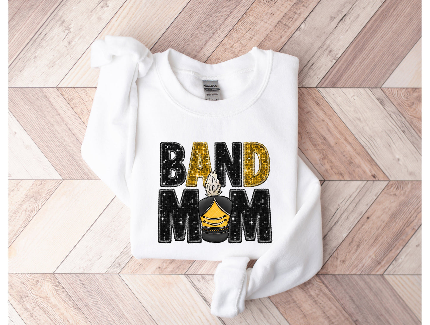 Wholesale Band Mom Bling Graphic Tee - White Sweatshirt
