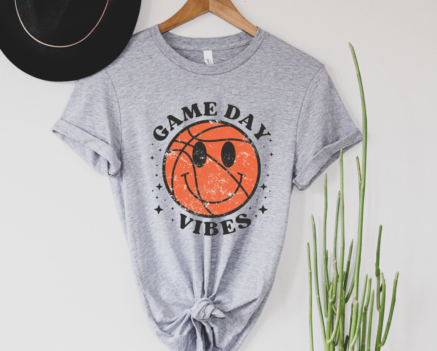 Wholesale Basketball Game Day Vibes Graphic Tee - Heather Grey