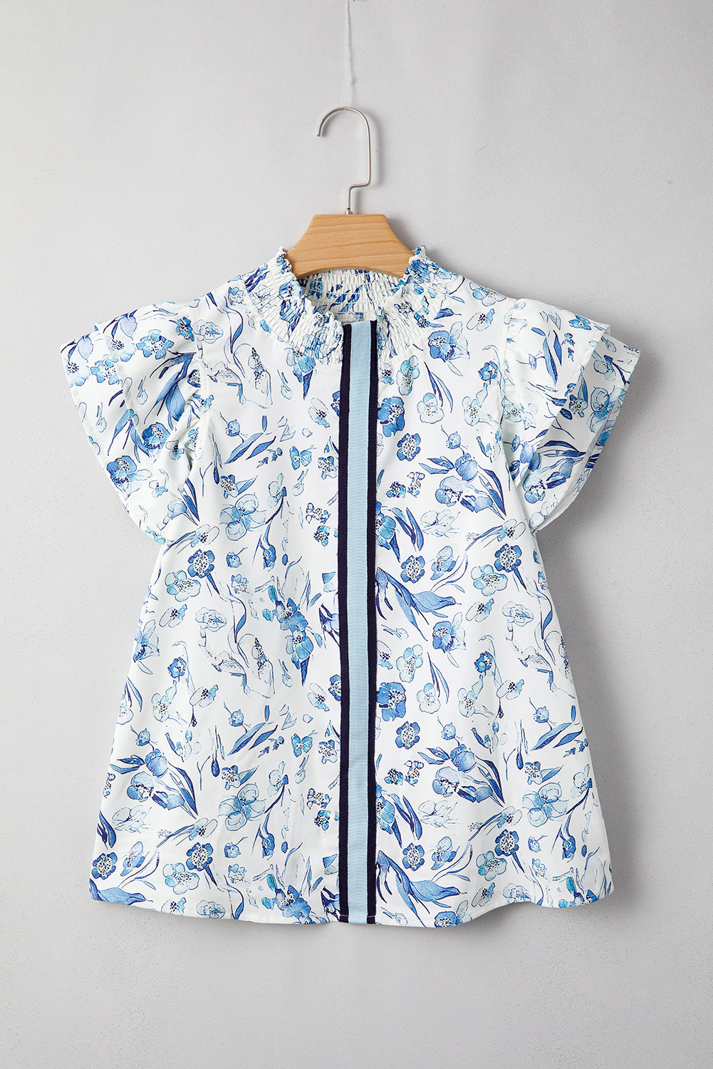Blue floral Ruffled Blouse LT