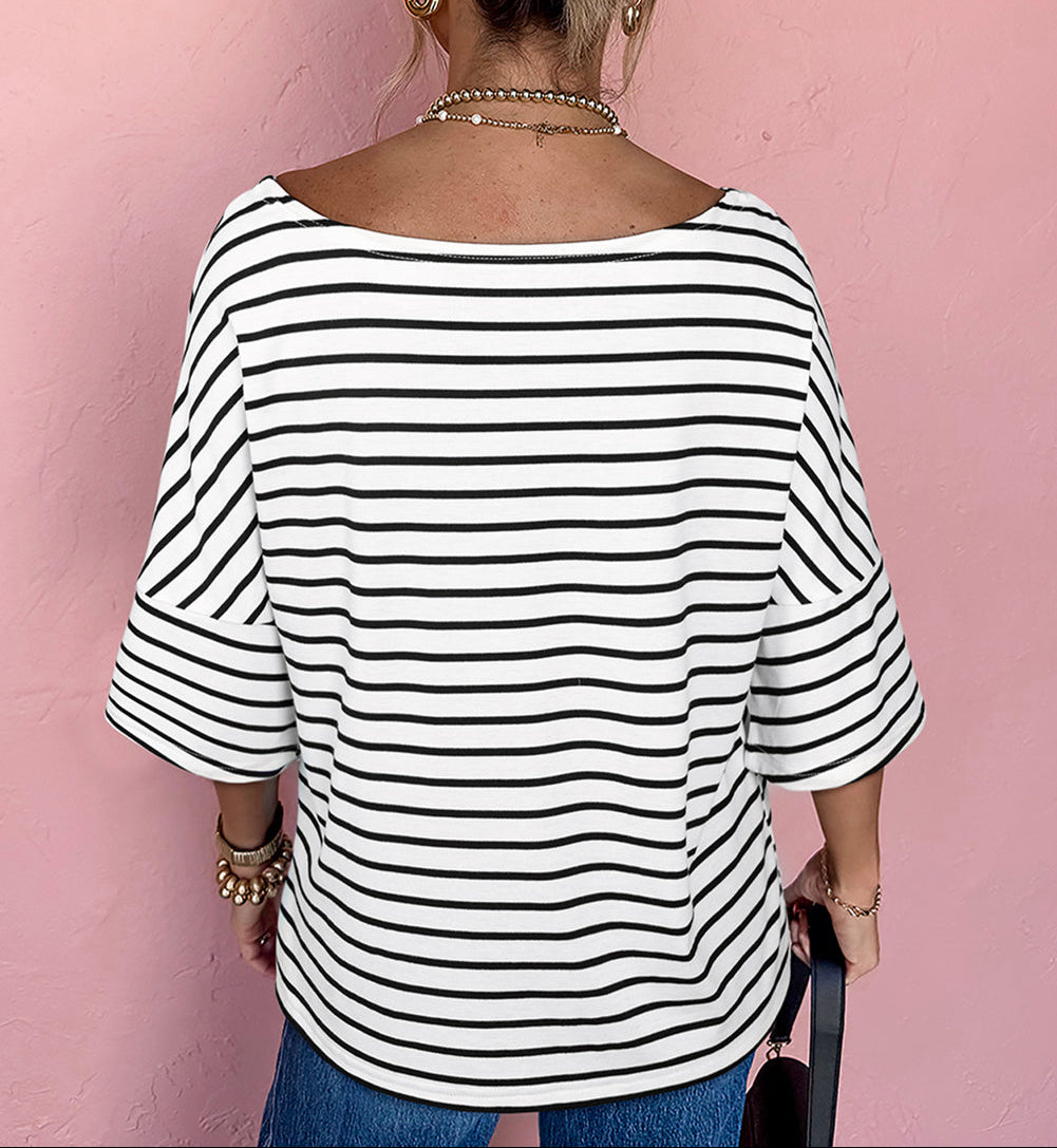 Black Stripe Loose Top LT