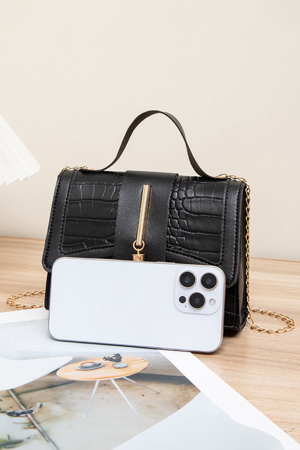 Black Chain Strap Purse RTS