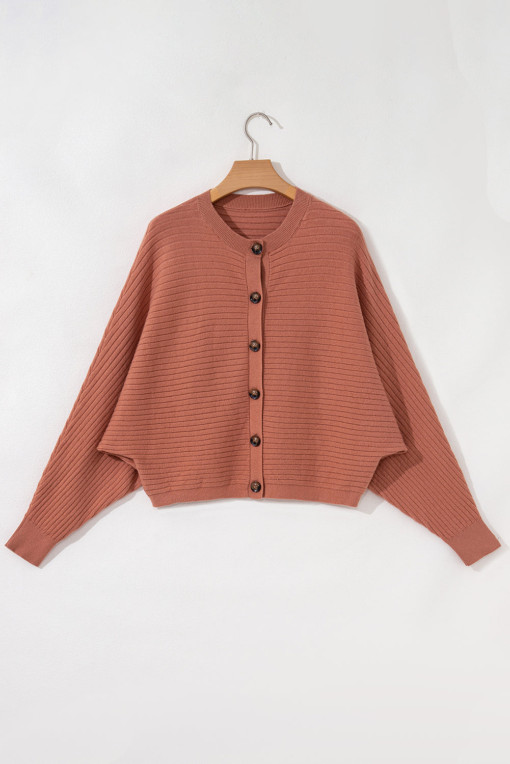 Pink Rib Knit Dolman Cardigan LT