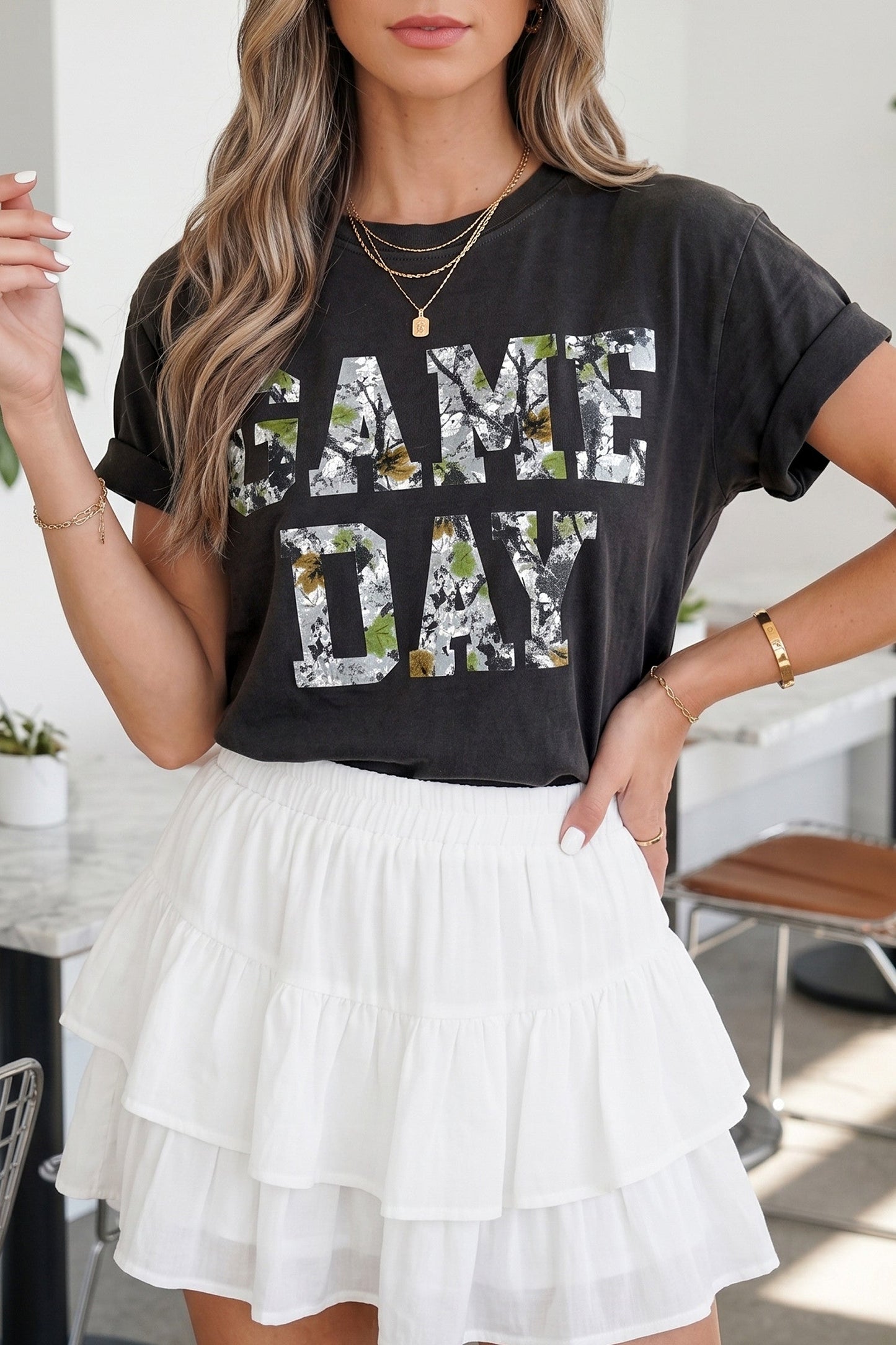 Black Camo Game Day Top