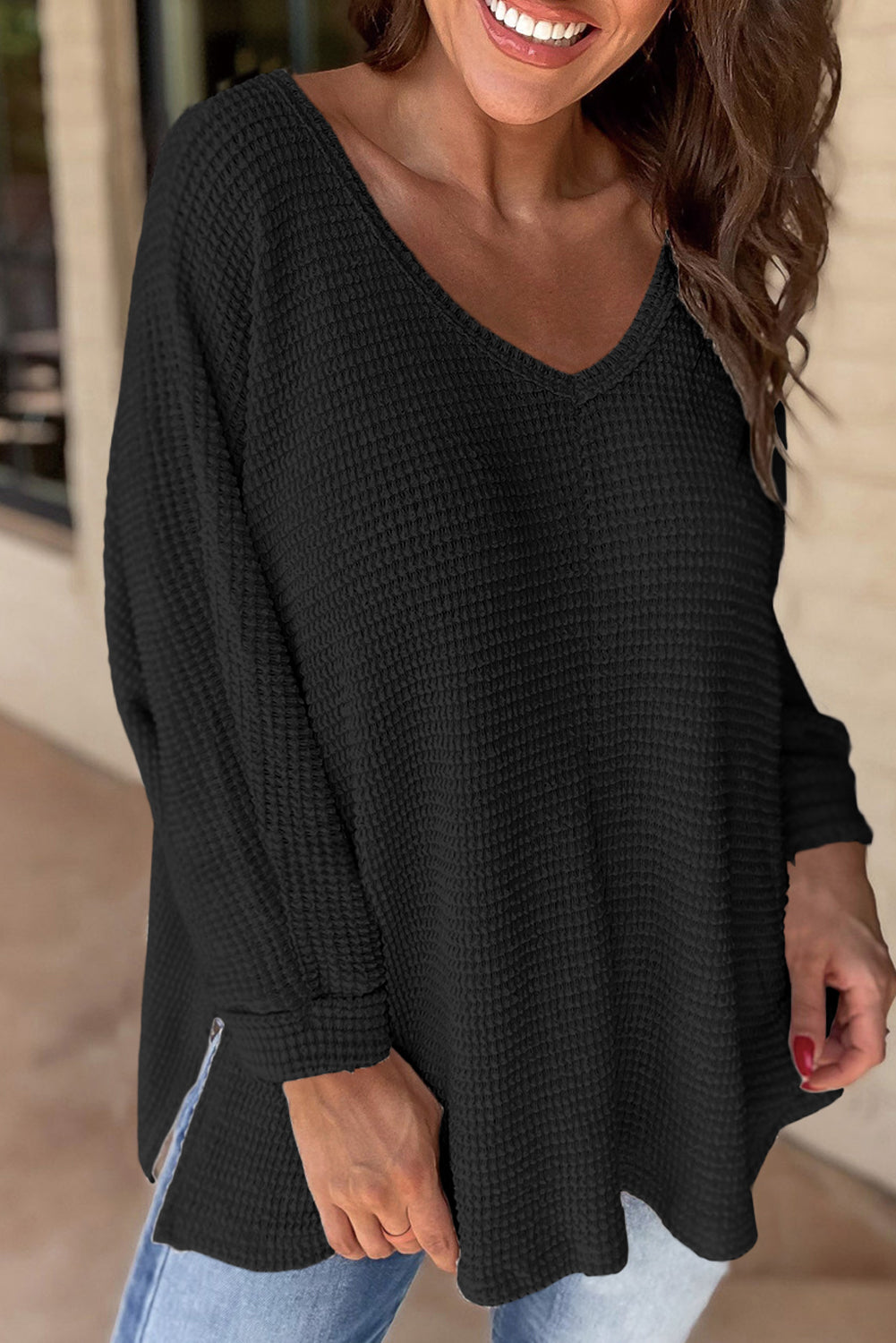 Waffle Knit Loose Fit Top RTS