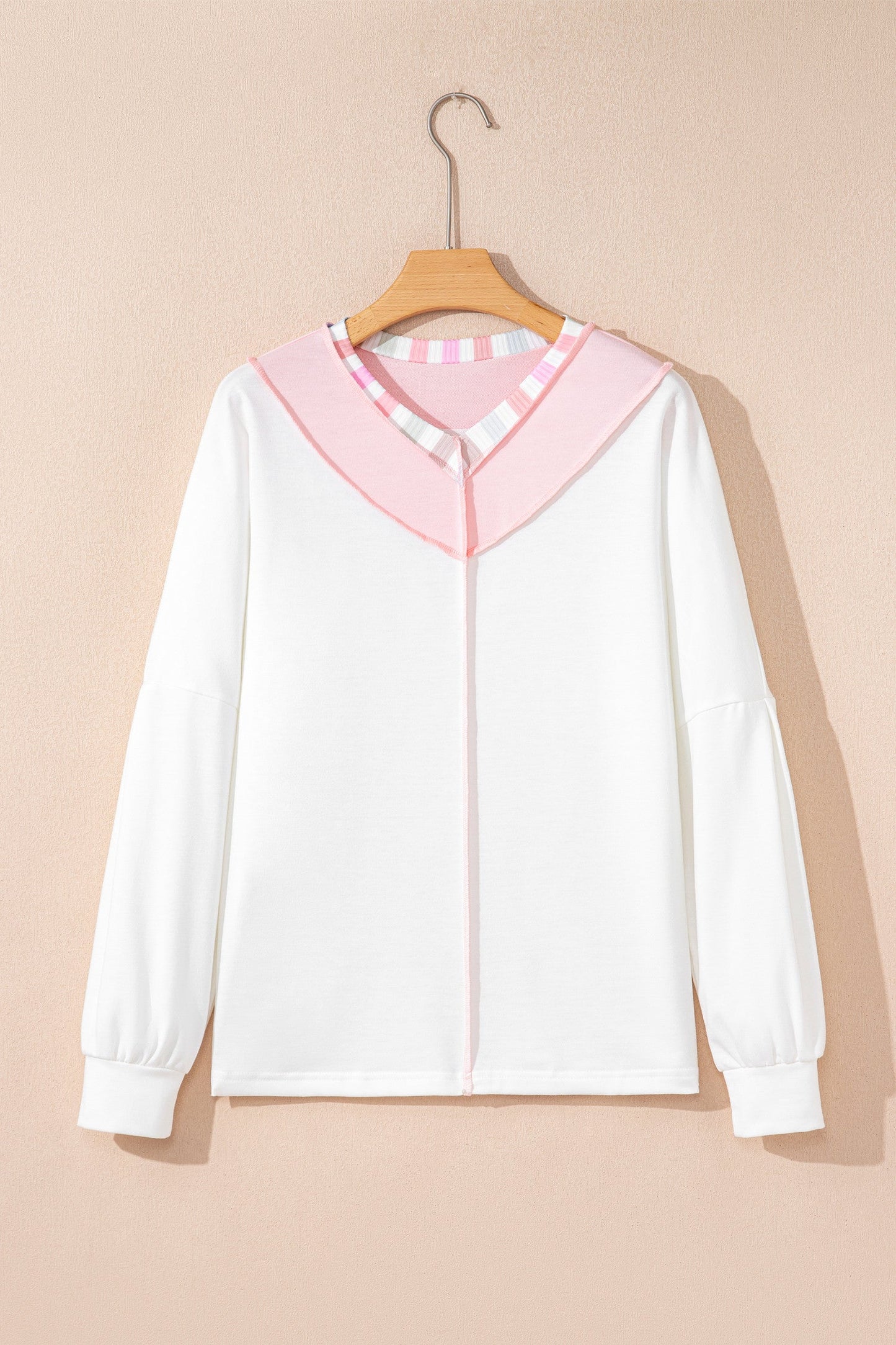 White Colorblock Stripe Trim Top LT