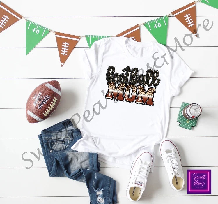 Football Mom- Leopard Letters