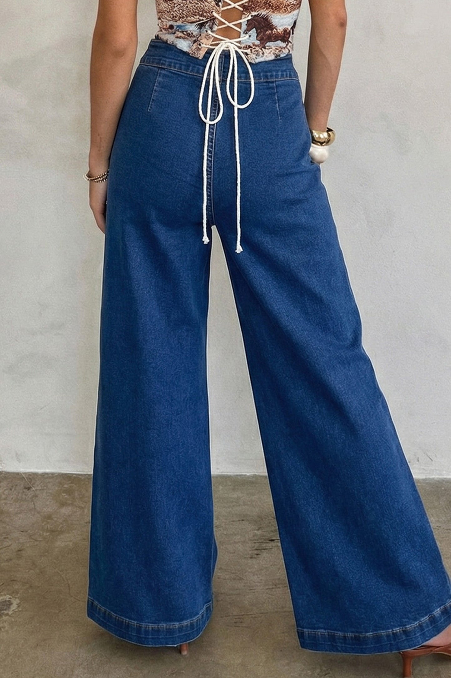 Hardware Decor Wide Leg Jeans LT