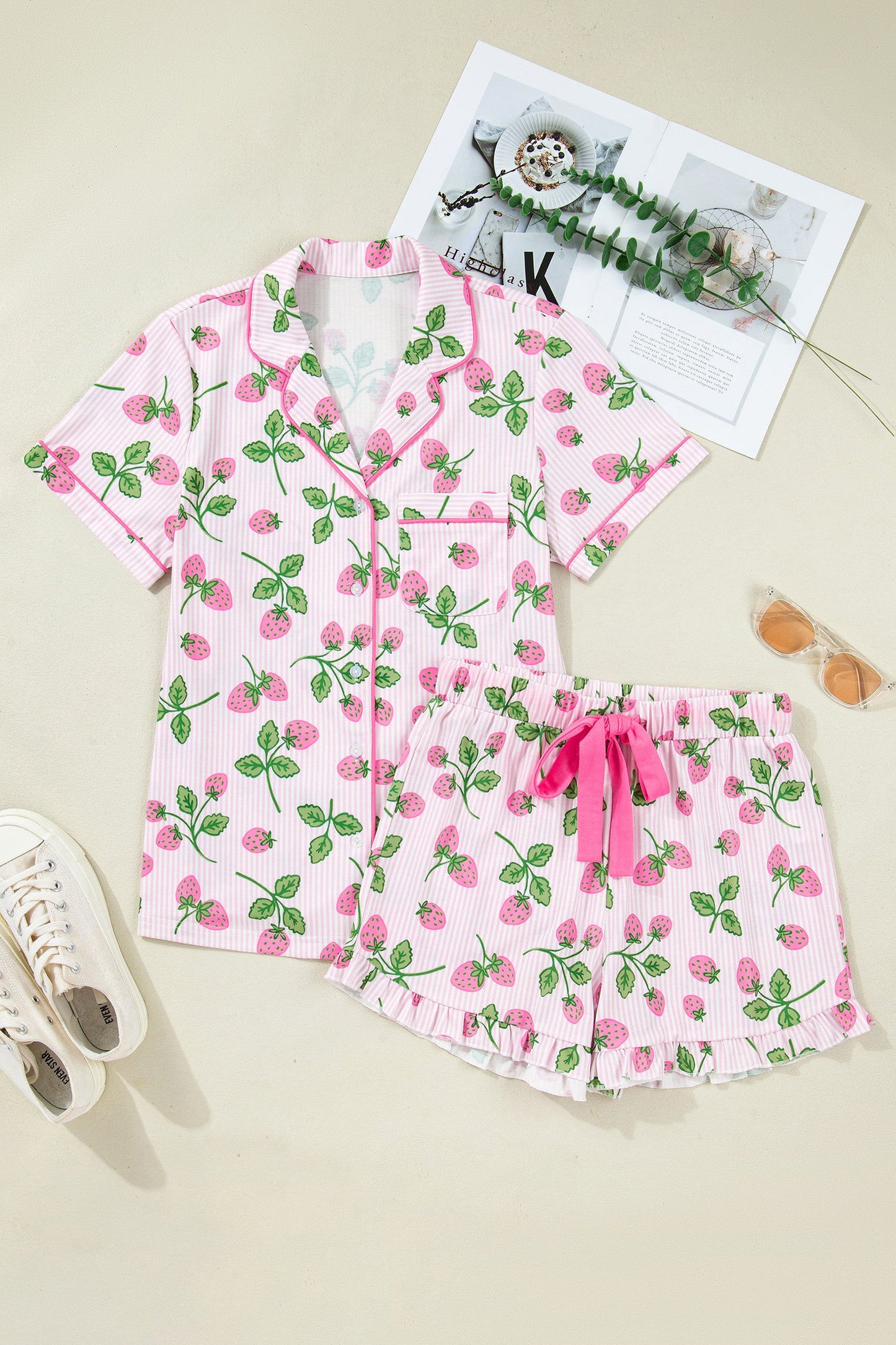 Pink Stripe Strawberry Pajama