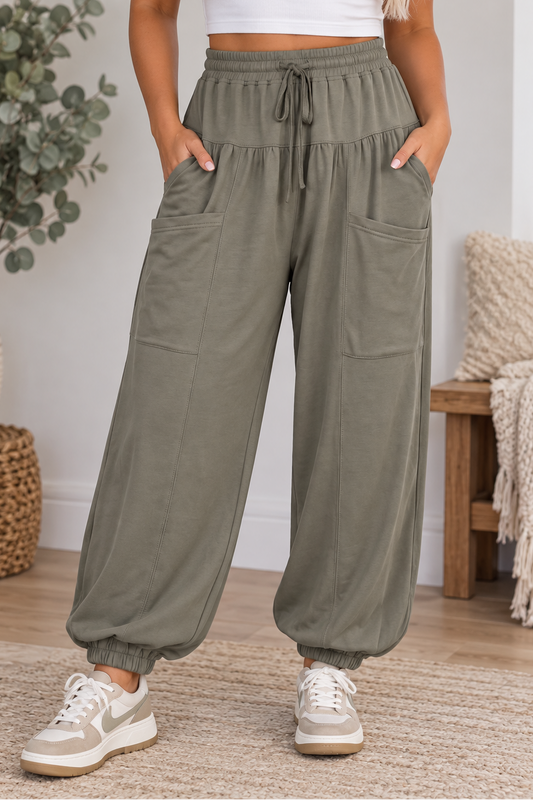 Elastic Wide Leg Pants