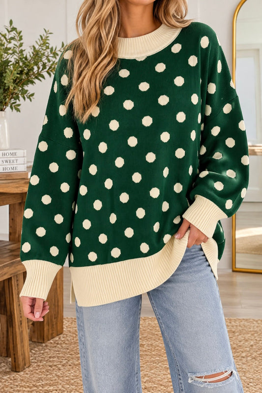 Polka Dot Ribbed Sweater
