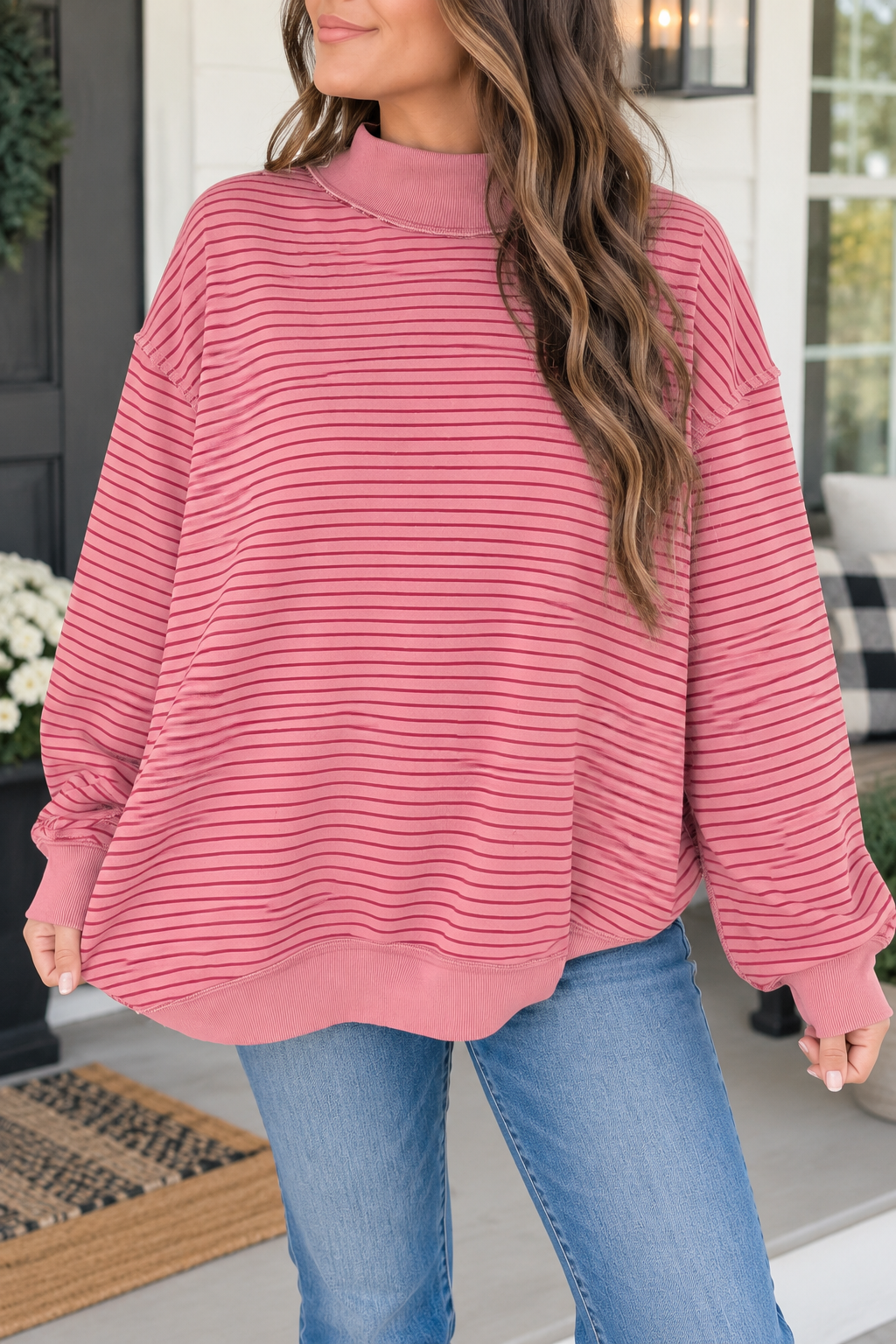 Stripe Ribbed Oversized Sweatshirt RTS