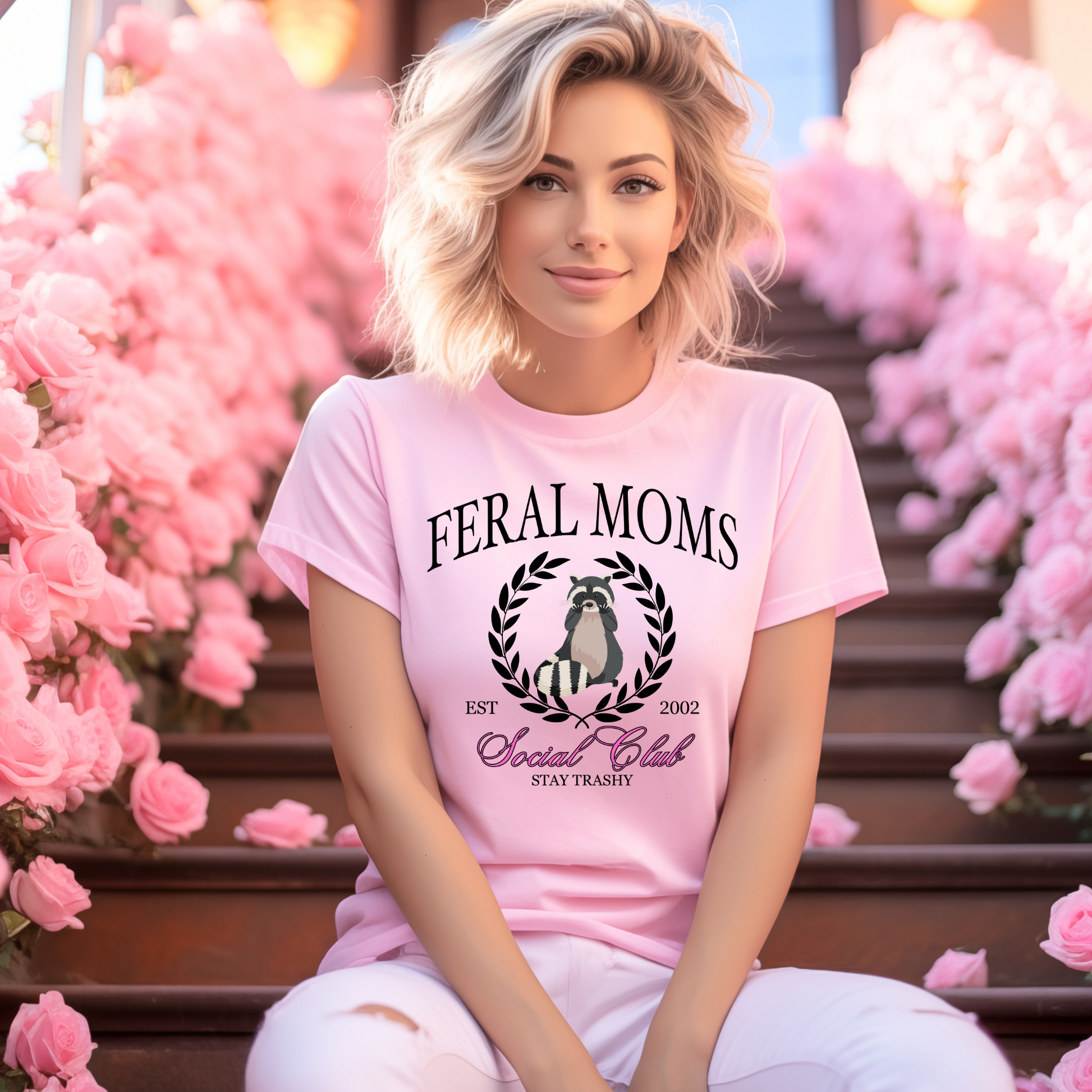 Wholesale Feral Moms Social Club Graphic Tee - Grey Tee