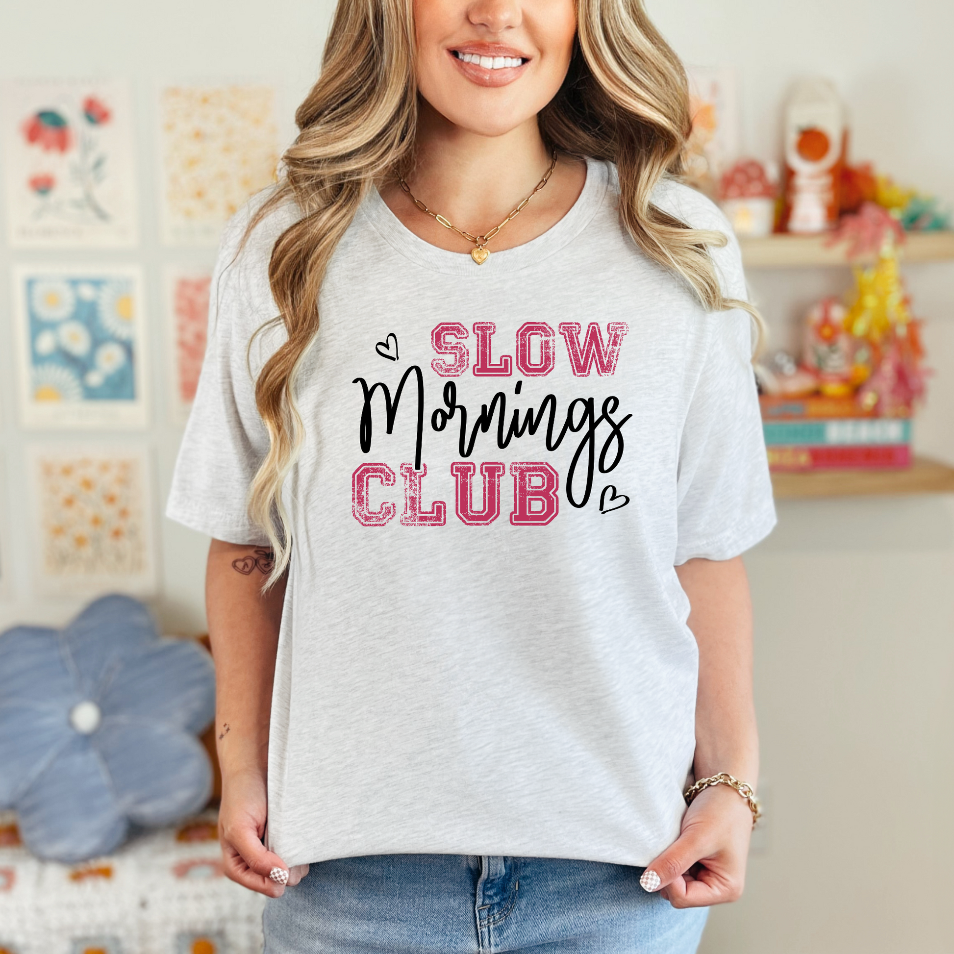 Wholesale Slow Mornings Graphic Tee - Ash Tee