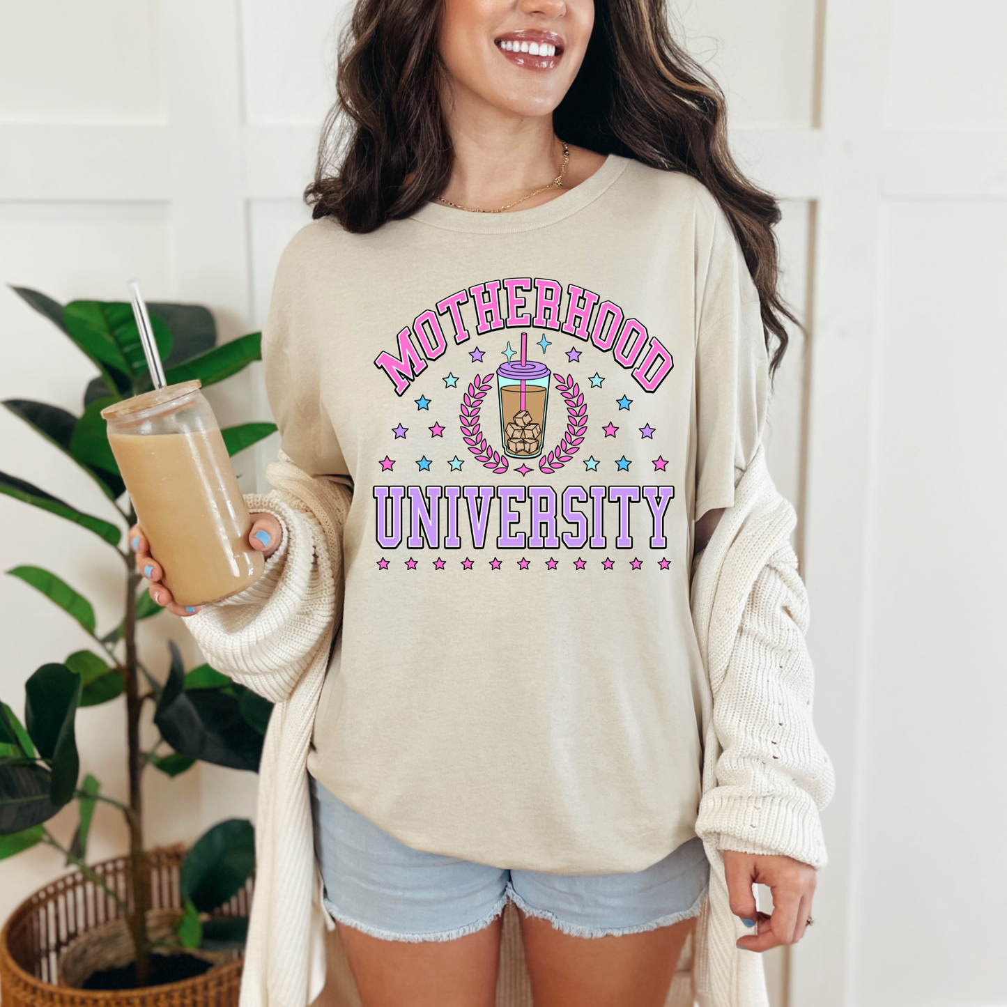 Wholesale Motherhood University Graphic Tee - Heather Dust Tee