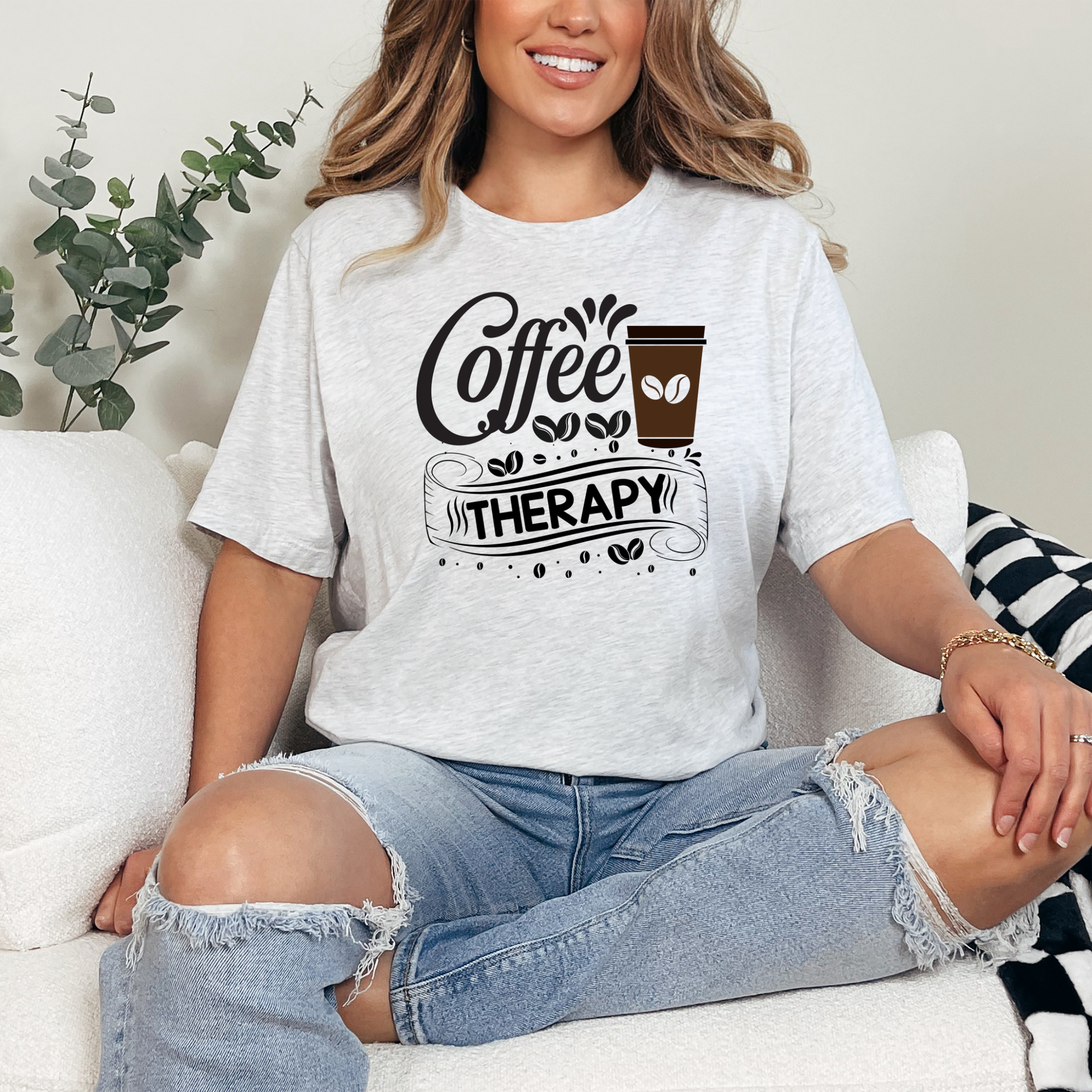 Wholesale Coffee Therapy Graphic Tee - Ash Tee