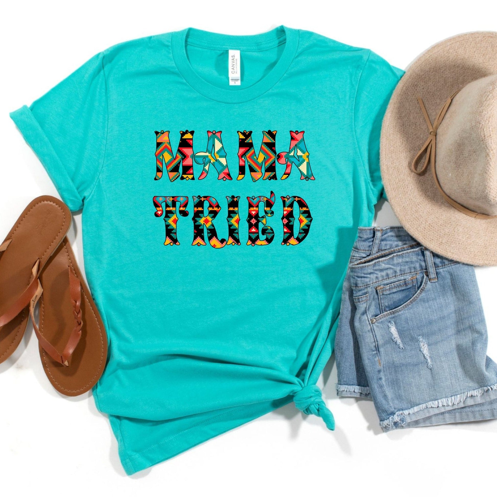 Wholesale Mama Tried Graphic Tee - Teal