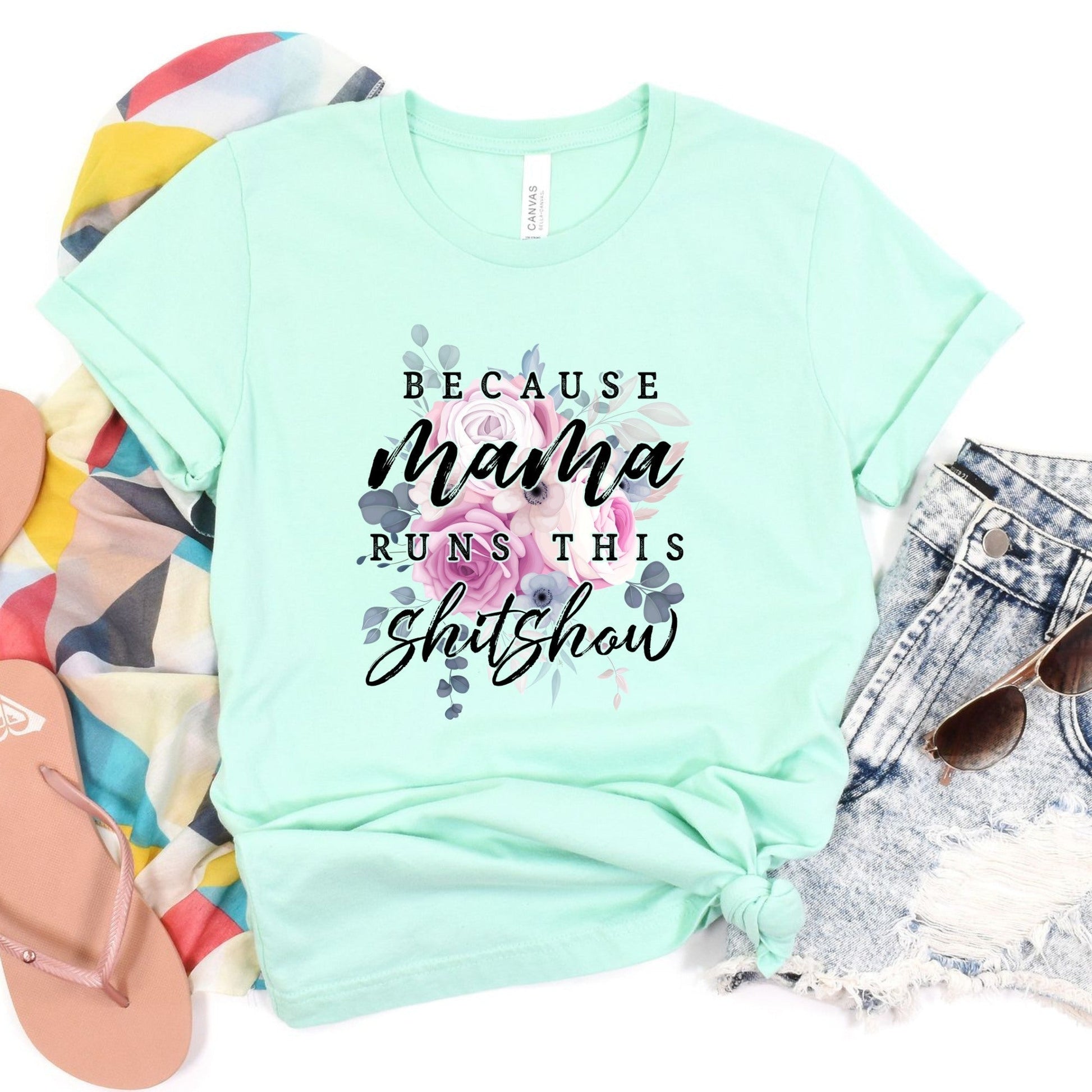 Wholesale Mama Runs This Shitshow Graphic Tee - Mint