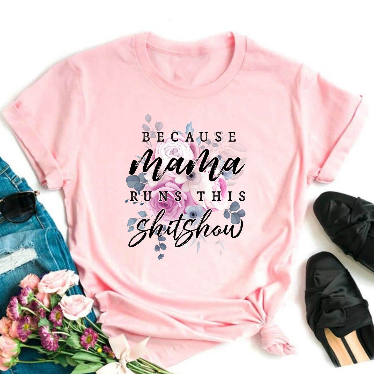 Wholesale Mama Runs This Shitshow Graphic Tee - Ice Blue
