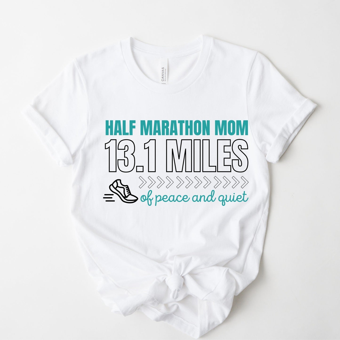 Wholesale Half Marathon Mom Graphic Tee - White Tee with Black Text