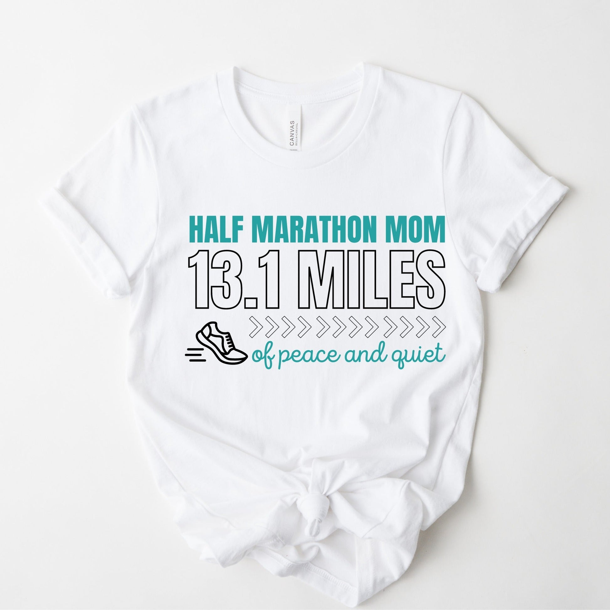 Wholesale Half Marathon Mom Graphic Tee - White Tee with Black Text