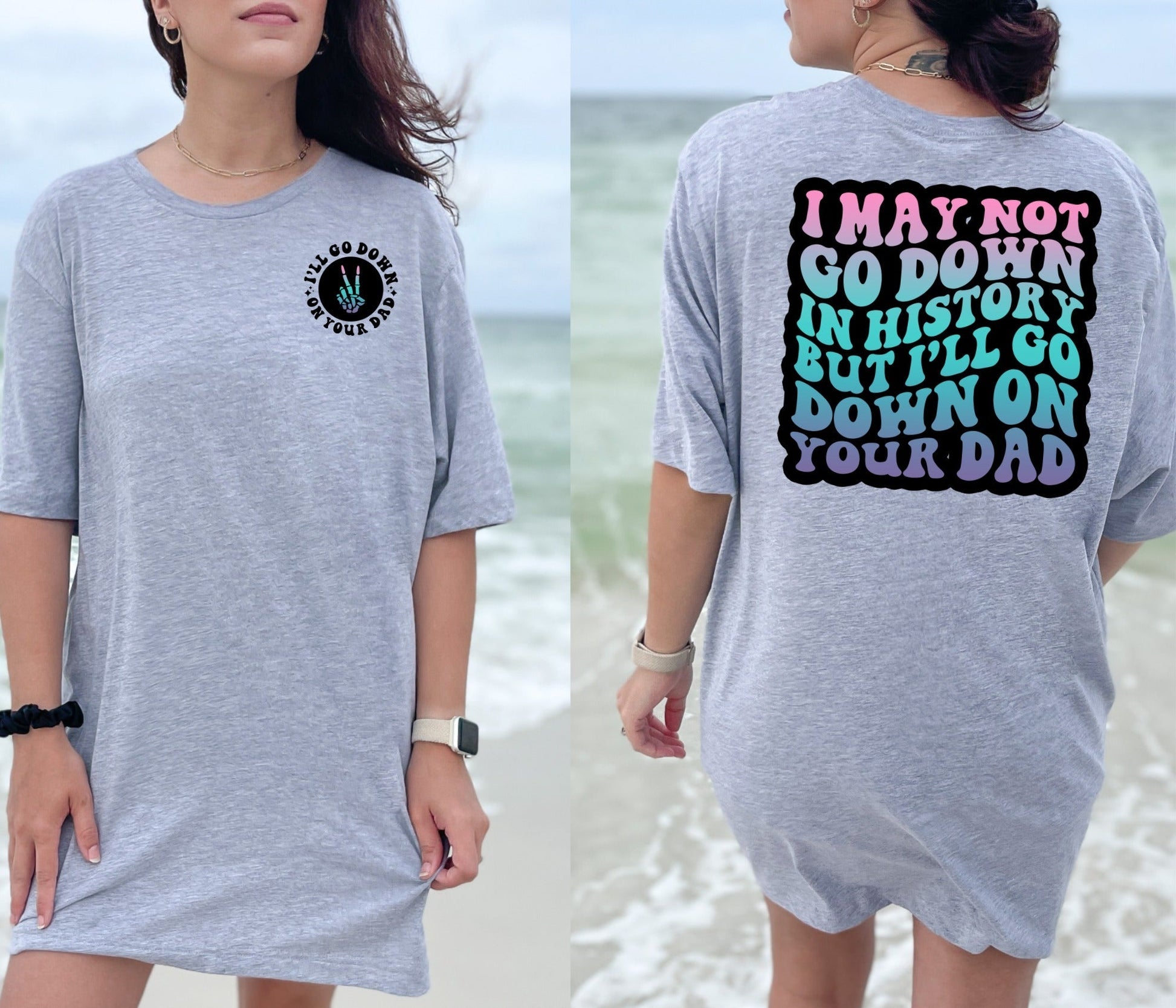 Wholesale Go Down on Your Dad Graphic Tee - Grey