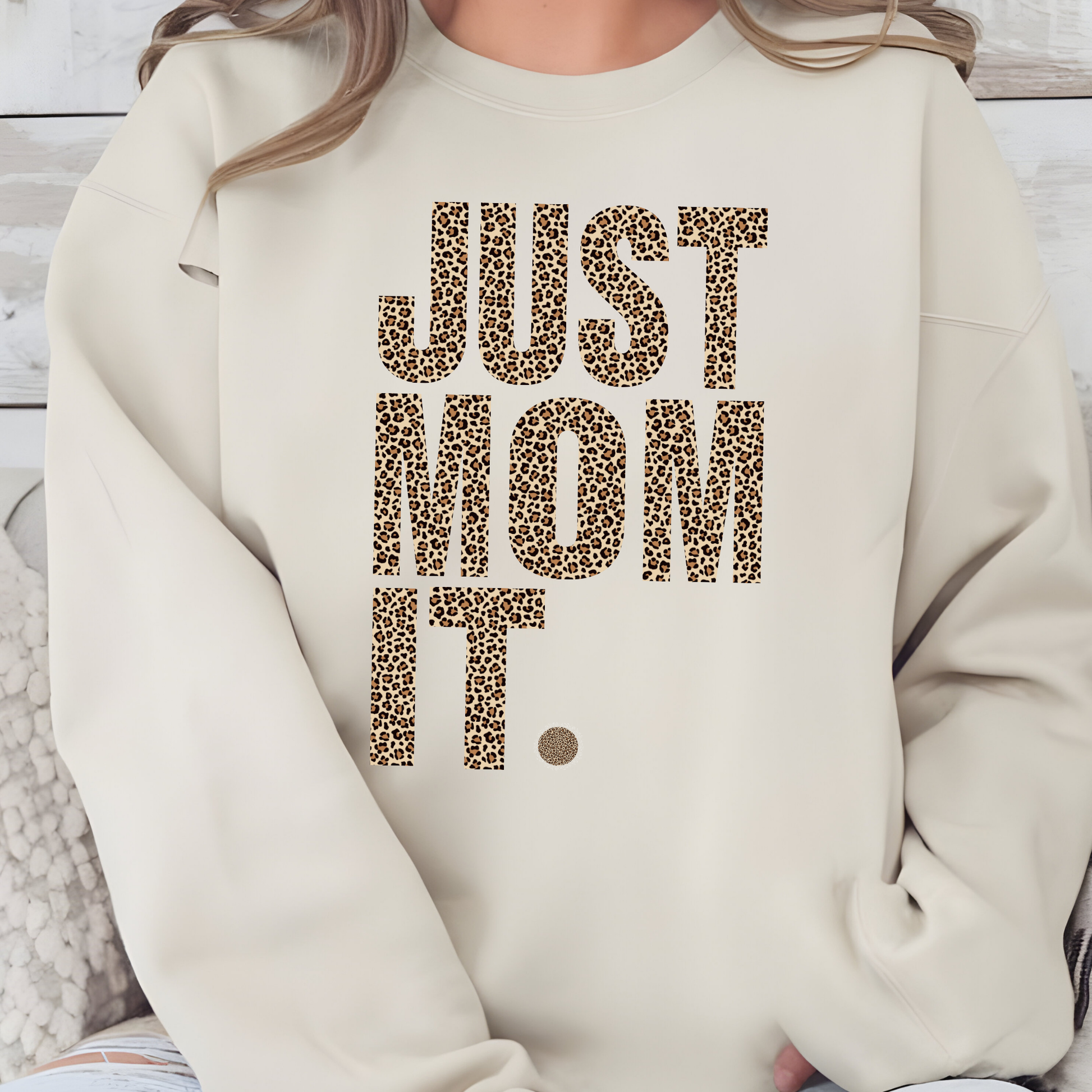 Wholesale Just Mom It Cheetah Sweatshirt - Sand Sweatshirt