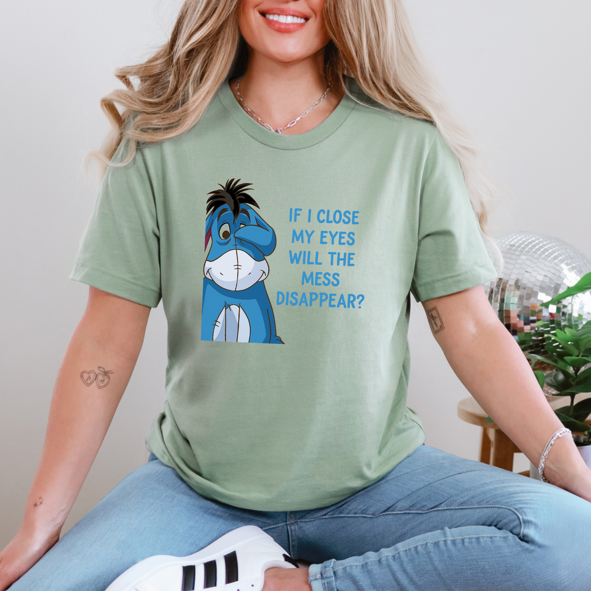 Wholesale Mess Disappear Graphic Tee - Sage Tee