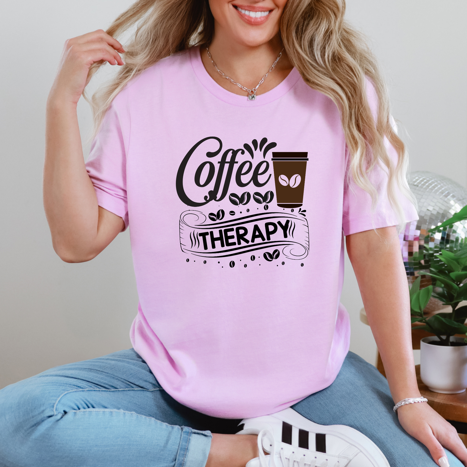 Wholesale Coffee Therapy Graphic Tee - Steel Blue Tee
